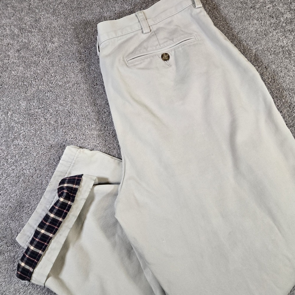 Vintage 90s LL Bean Mens 36x29 Flannel Lined Khaki Chino Pants Made in USA